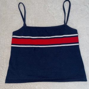 Navy & Red Crop Tank Spaghetti Straps